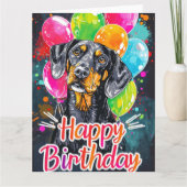 Bluetick Coonhound mit Balloons Karte (Vorderseite)