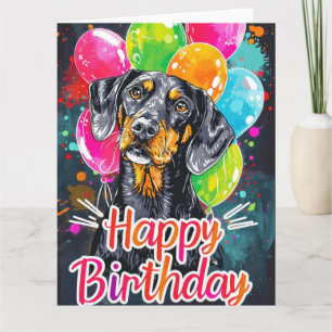 Bluetick Coonhound mit Luftballons Karte
