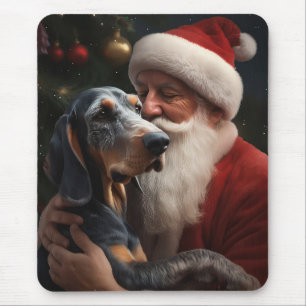 Bluetick Coonhound mit Santa Claus Weihnachten Mousepad
