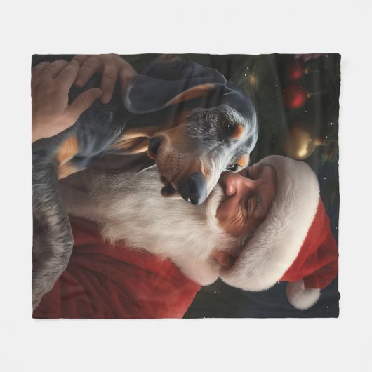 Bluetick Coonhound mit Weihnachten des Weihnachtsm Fleecedecke (Vorderseite (Horizontal))