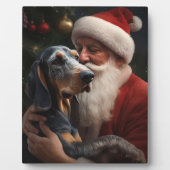 Bluetick Coonhound mit Weihnachten des Weihnachtsm Fotoplatte (Vorderseite)