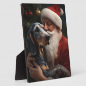 Bluetick Coonhound mit Weihnachten des Weihnachtsm Fotoplatte (Seite)