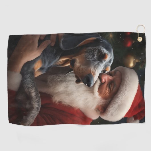 Bluetick Coonhound mit Weihnachten des Weihnachtsm Golfhandtuch (Horizontal)