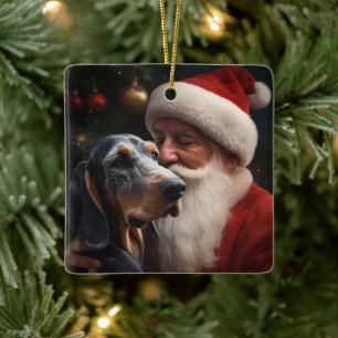 Bluetick Coonhound mit Weihnachten des Weihnachtsm Keramikornament