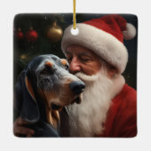 Bluetick Coonhound mit Weihnachten des Weihnachtsm Keramikornament (Rückseite)