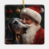 Bluetick Coonhound mit Weihnachten des Weihnachtsm Keramikornament (Vorderseite)