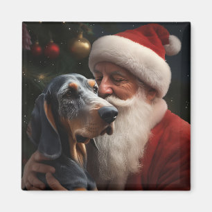 Bluetick Coonhound mit Weihnachten des Weihnachtsm Magnet