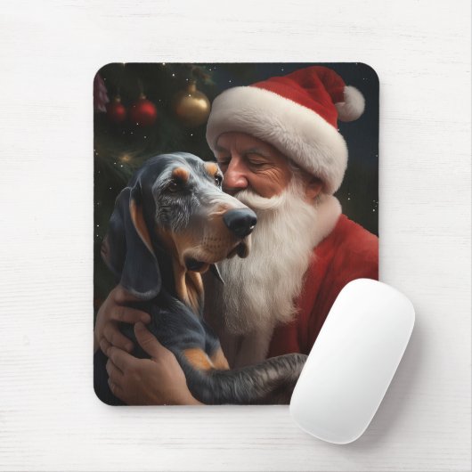 Bluetick Coonhound mit Weihnachten des Weihnachtsm Mousepad (Mit Mouse)