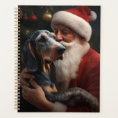 Bluetick Coonhound mit Weihnachten des Weihnachtsm Planer (Vorderseite)