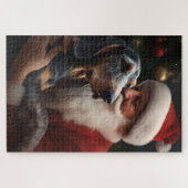 Bluetick Coonhound mit Weihnachten des Weihnachtsm Puzzle (Horizontal)