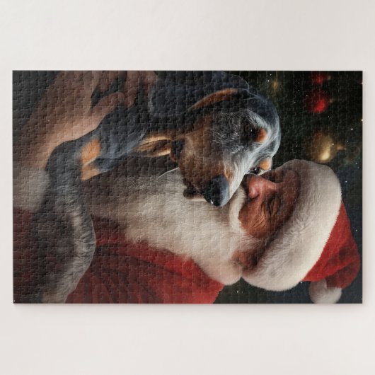 Bluetick Coonhound mit Weihnachten des Weihnachtsm Puzzle (Horizontal)
