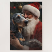 Bluetick Coonhound mit Weihnachten des Weihnachtsm Puzzle (Vertikal)