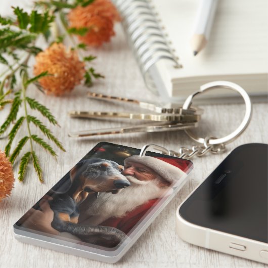 Bluetick Coonhound mit Weihnachten des Weihnachtsm Schlüsselanhänger (Vorderseite rechts)