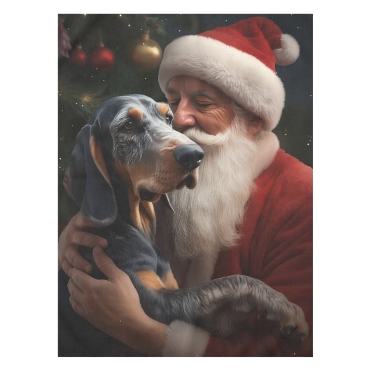 Bluetick Coonhound mit Weihnachten des Weihnachtsm Tischdecke (Vorderseite)