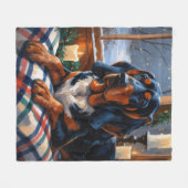 Bluetick Coonhound mit Weihnachtslichtern Feiertag Fleecedecke (Vorderseite (Horizontal))