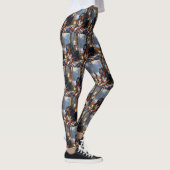 Bluetick Coonhound mit Weihnachtslichtern Feiertag Leggings (Rechts)