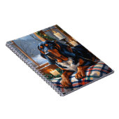 Bluetick Coonhound mit Weihnachtslichtern Feiertag Notizblock (Rechte Seite)