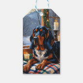 Bluetick Coonhound mit Weihnachtslichtern Urlaub Geschenkanhänger (Rückseite)