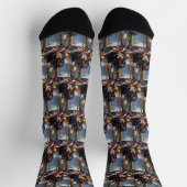Bluetick Coonhound mit Weihnachtslichtern Urlaub Socken (Oben)