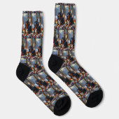 Bluetick Coonhound mit Weihnachtslichtern Urlaub Socken (Rechts)