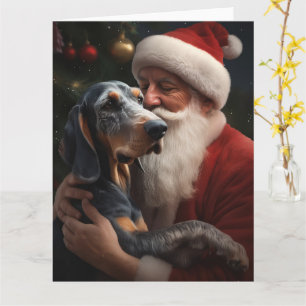 Bluetick Coonhound mit Weihnachtsmann Weihnachten Karte