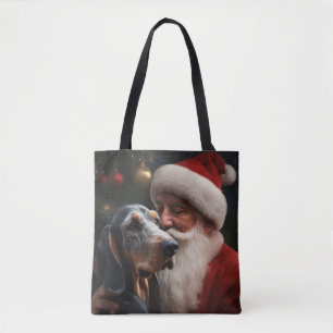 Bluetick Coonhound mit Weihnachtsmann Weihnachten Tasche