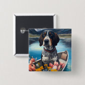 Bluetick Coonhound on a Paddle: Ein Landschaftlich Button (Vorne & Hinten)
