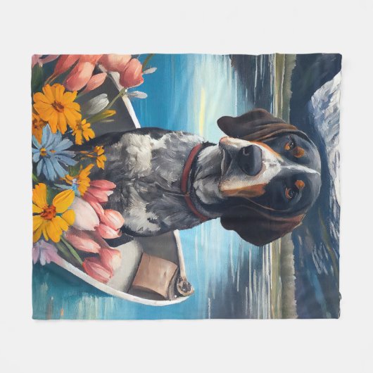 Bluetick Coonhound on a Paddle: Ein Landschaftlich Fleecedecke (Vorderseite (Horizontal))