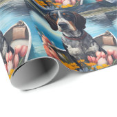 Bluetick Coonhound on a Paddle: Ein Landschaftlich Geschenkpapier (Rolleneckpunkt)