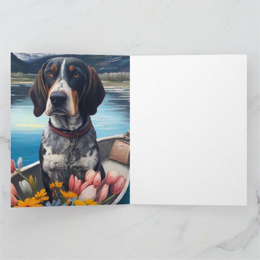 Bluetick Coonhound on a Paddle: Ein Landschaftlich Karte (Innenseite)