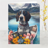 Bluetick Coonhound on a Paddle: Ein Landschaftlich Karte (Gelbe Blume)