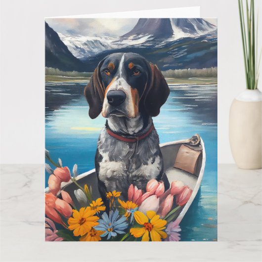 Bluetick Coonhound on a Paddle: Ein Landschaftlich Karte (Vorderseite)