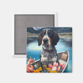 Bluetick Coonhound on a Paddle: Ein Landschaftlich Magnet (Vorderseite/Rückseite)