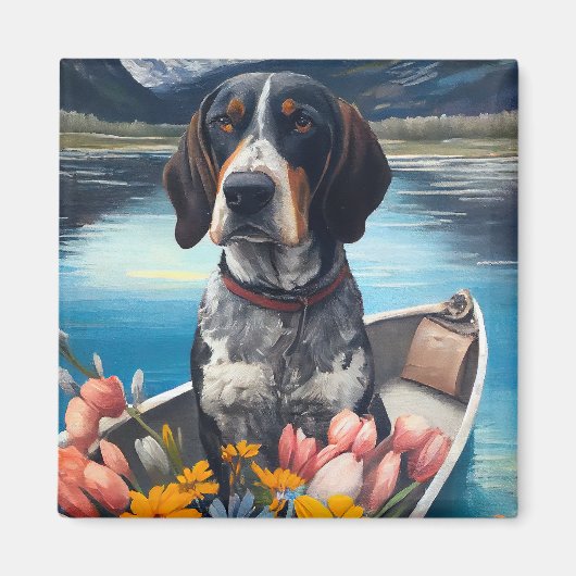 Bluetick Coonhound on a Paddle: Ein Landschaftlich Magnet (Vorne)