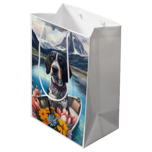 Bluetick Coonhound on a Paddle: Ein Landschaftlich Mittlere Geschenktüte (Rückseite Schrägansicht)