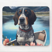 Bluetick Coonhound on a Paddle: Ein Landschaftlich Mousepad (Vorne)