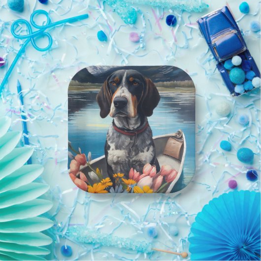Bluetick Coonhound on a Paddle: Ein Landschaftlich Pappteller (Party)