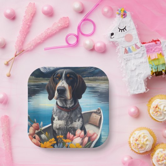 Bluetick Coonhound on a Paddle: Ein Landschaftlich Pappteller (Party)