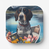 Bluetick Coonhound on a Paddle: Ein Landschaftlich Pappteller (Vorderseite)