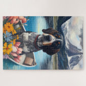 Bluetick Coonhound on a Paddle: Ein Landschaftlich Puzzle (Horizontal)