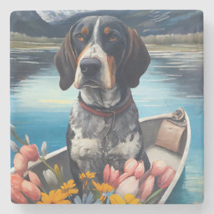 Bluetick Coonhound on a Paddle: Ein Landschaftlich Steinuntersetzer