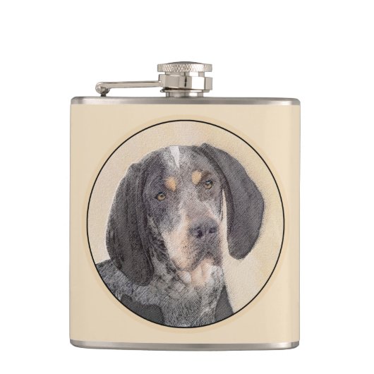 Bluetick Coonhound Painting - Niedlich Original Hu Flachmann (Vorderseite)