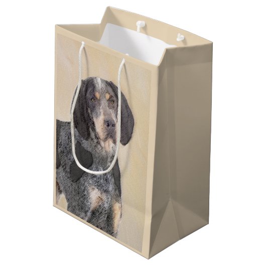 Bluetick Coonhound Painting - Niedlich Original Hu Mittlere Geschenktüte (Rückseite Schrägansicht)