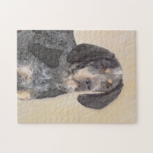 Bluetick Coonhound Painting - Niedlich Original Hu Puzzle (Horizontal)