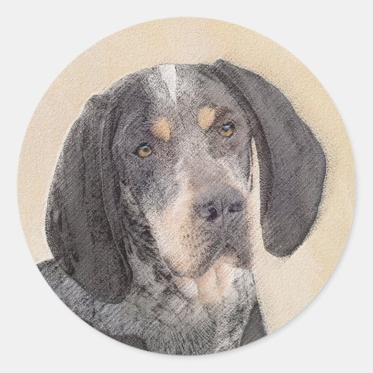 Bluetick Coonhound Painting - Niedlich Original Hu Runder Aufkleber (Vorderseite)