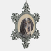 Bluetick Coonhound Painting - Niedlich Original Hu Schneeflocken Zinn-Ornament (Links)