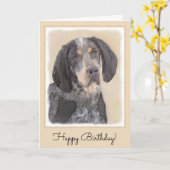 Bluetick Coonhound Painting - Niedliche Original H Karte (Gelbe Blume)