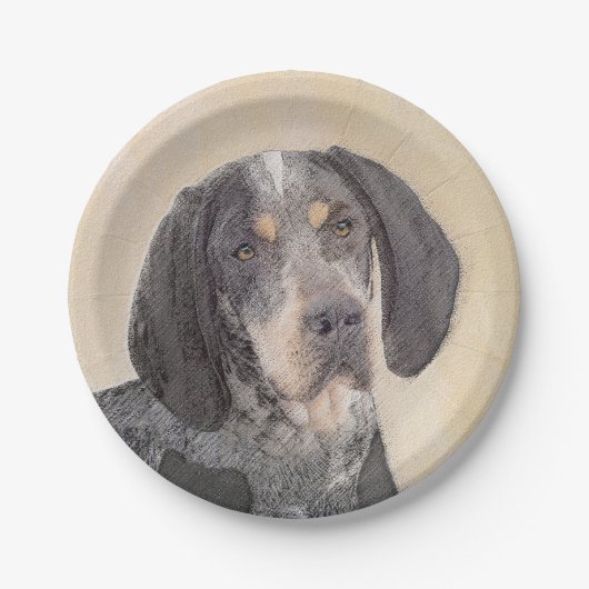 Bluetick Coonhound Painting - Niedliche Original H Pappteller (Vorderseite)