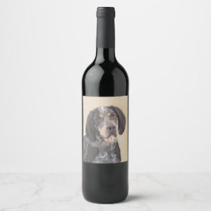 Bluetick Coonhound Painting - Niedliche Original H Weinetikett