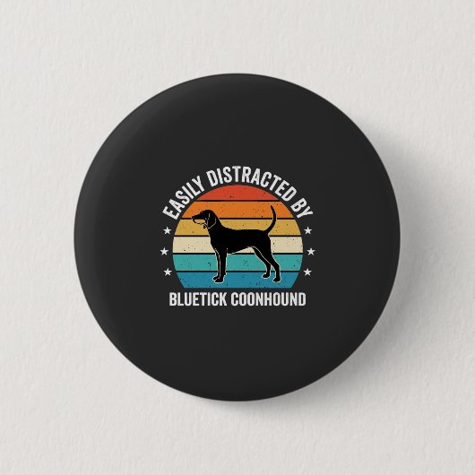 Bluetick Coonhound Retro Sonnenuntergang Hund Button (Vorderseite)